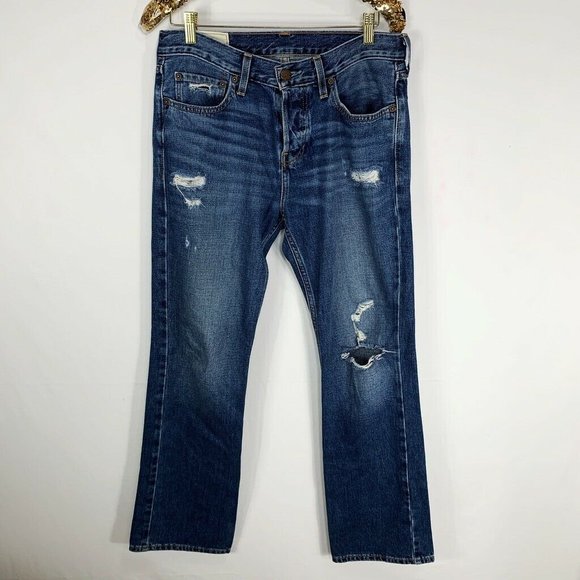 Hollister Denim - HOLLISTER Womens Boot Cut Distressed Denim Jeans